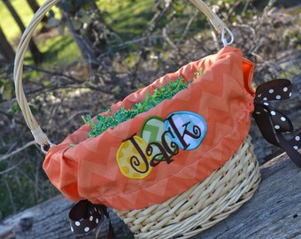 Easter Basket liners and egg applique  for Girls or Boys Easter Basket Personalized with name