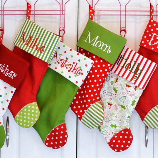 Christmas Stocking CHOOSE your color combo and Personalization