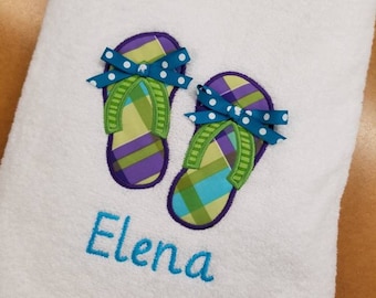 Personalized Towels for Kids - Personalized Beach Towels Flip-Flops, Woody Shark, Anchor, Surf board - SALE Limited Time Only