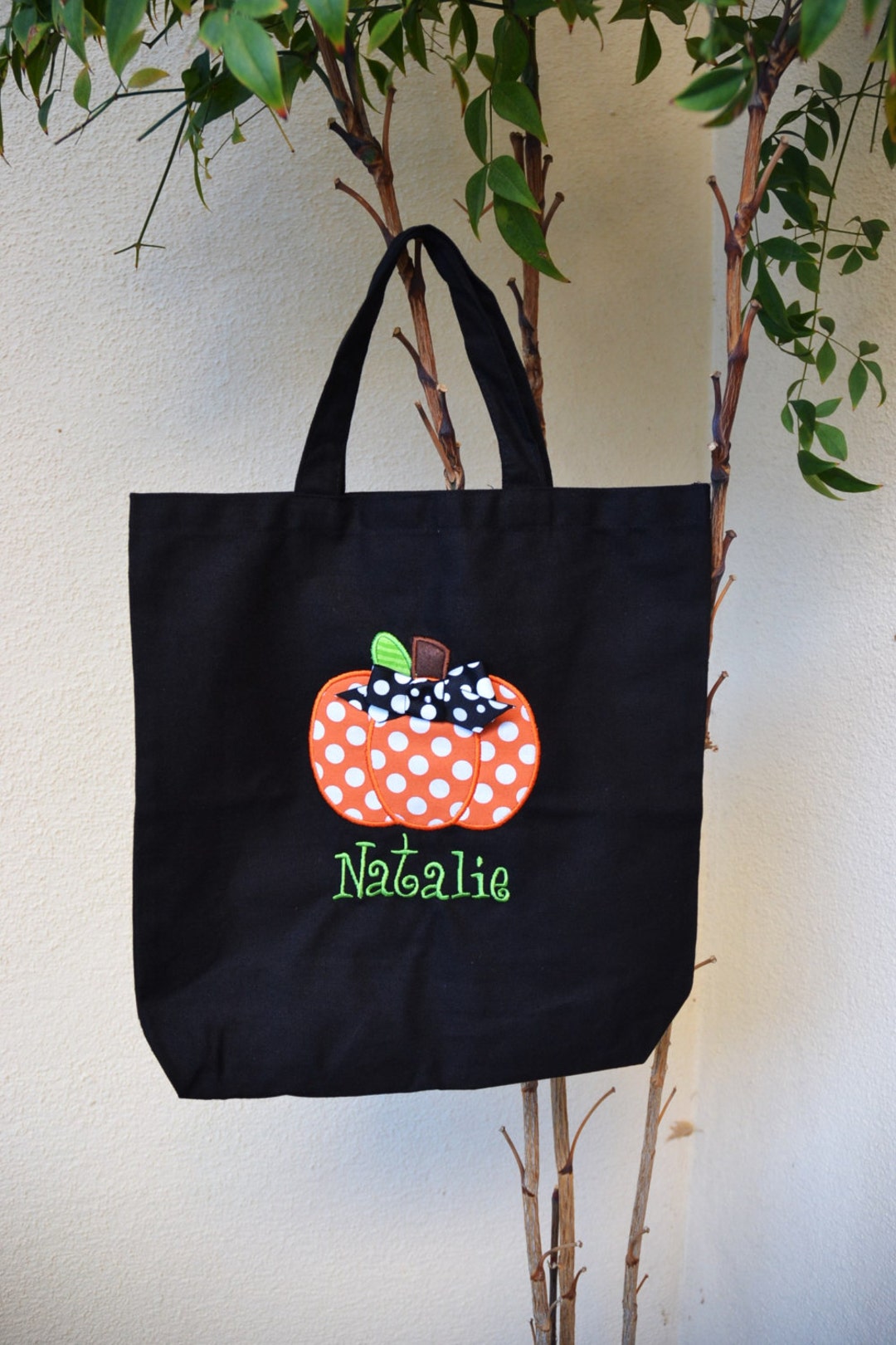 Trick or Treat Bag Canvas Bag Personalized Halloween Tote Pumpkin Mummy ...