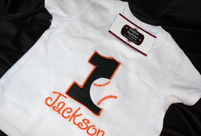 1st Birthday Shirt Baseball number 1 and name personalized image 1