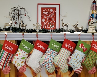 Christmas Stockings | Handmade stockings|  Embroidered Stockings | Personalized Christmas stockings | Monogrammed stocking | Holiday Decor