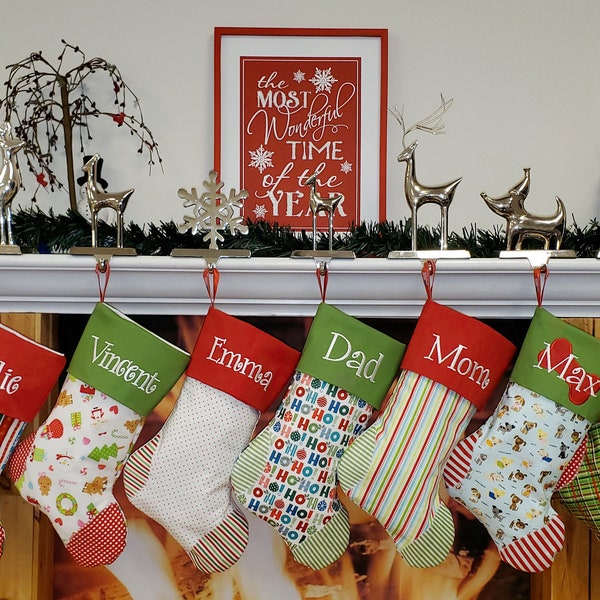 Christmas Stockings | Handmade stockings|  Embroidered Stockings | Personalized Christmas stockings | Monogrammed stocking | Holiday Decor
