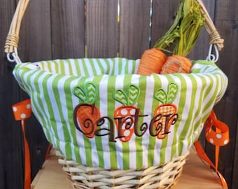 Personalized Easter Basket Liners for Girls or Boys Monogrammed Embroidered, carrot basket,  Easter basket