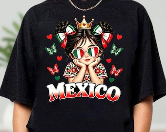 Mexico Shirt, Patriotic Cartoon Girl T-Shirt, Retro USA Graphic Hoodie, Funny Mexican Flag Sweatshirt, Independence Day Tee