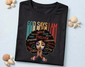 God Says I Am Black Woman Sublimation PNG, Christian Faith Digital Download