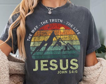 The Way The Truth The Life Jesus Christian PNG, Sunset Mountains Digital Download