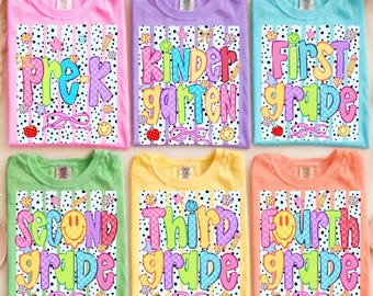 Pre-k Kindergarten First grade Second grade Third grade Fourth grade Teacher Shirt, Funny Back to School Hoodie