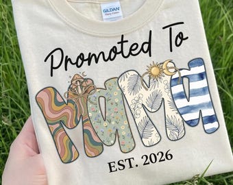 Promoted To Mama Est. 2026 PNG, New Mom Sublimation Design, Digital Download