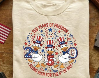 250 Years Freedom 4th of July PNG, Patriotic Duck Digital Download
