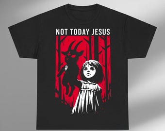 Not Today Jesus Gothic Goat Shirt, Dark Halloween Hoodie, Creepy Pentagram Sweatshirt, Witchy Art Tee, Horror Gift