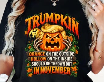 Trumpkin Orange On The Outside Hollow On The Inside Should Be Thrown Out In November Shirt, Halloween Political Tee