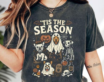 Tis The Season Dogs Shirt, Funny Halloween Dog Lover Hoodie, Spooky Pups Sweatshirt, Party Dog Mom Tee