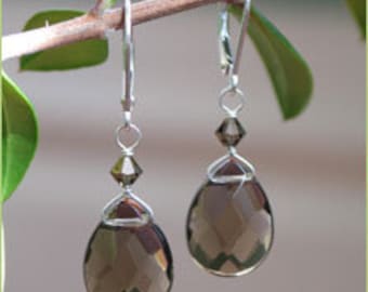 Smoky Quartz Teardrop Earrings