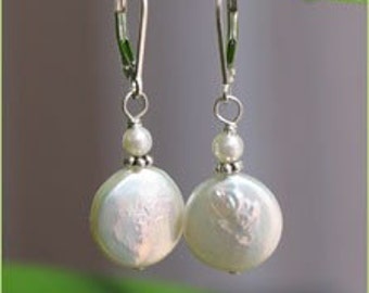 White Coin Pearl Earrings