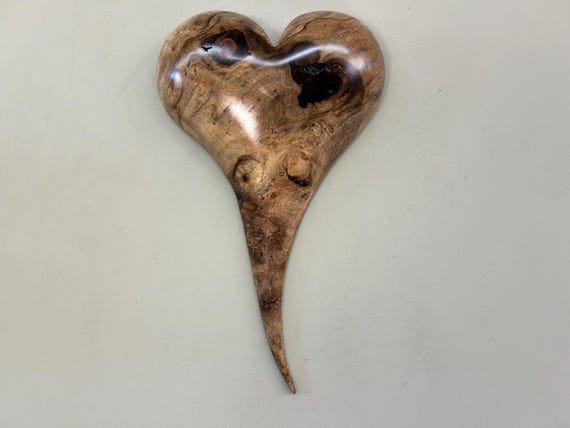 Myrtlewood Heart Wall Art – Hand Carved 5th Anniversary Gift
