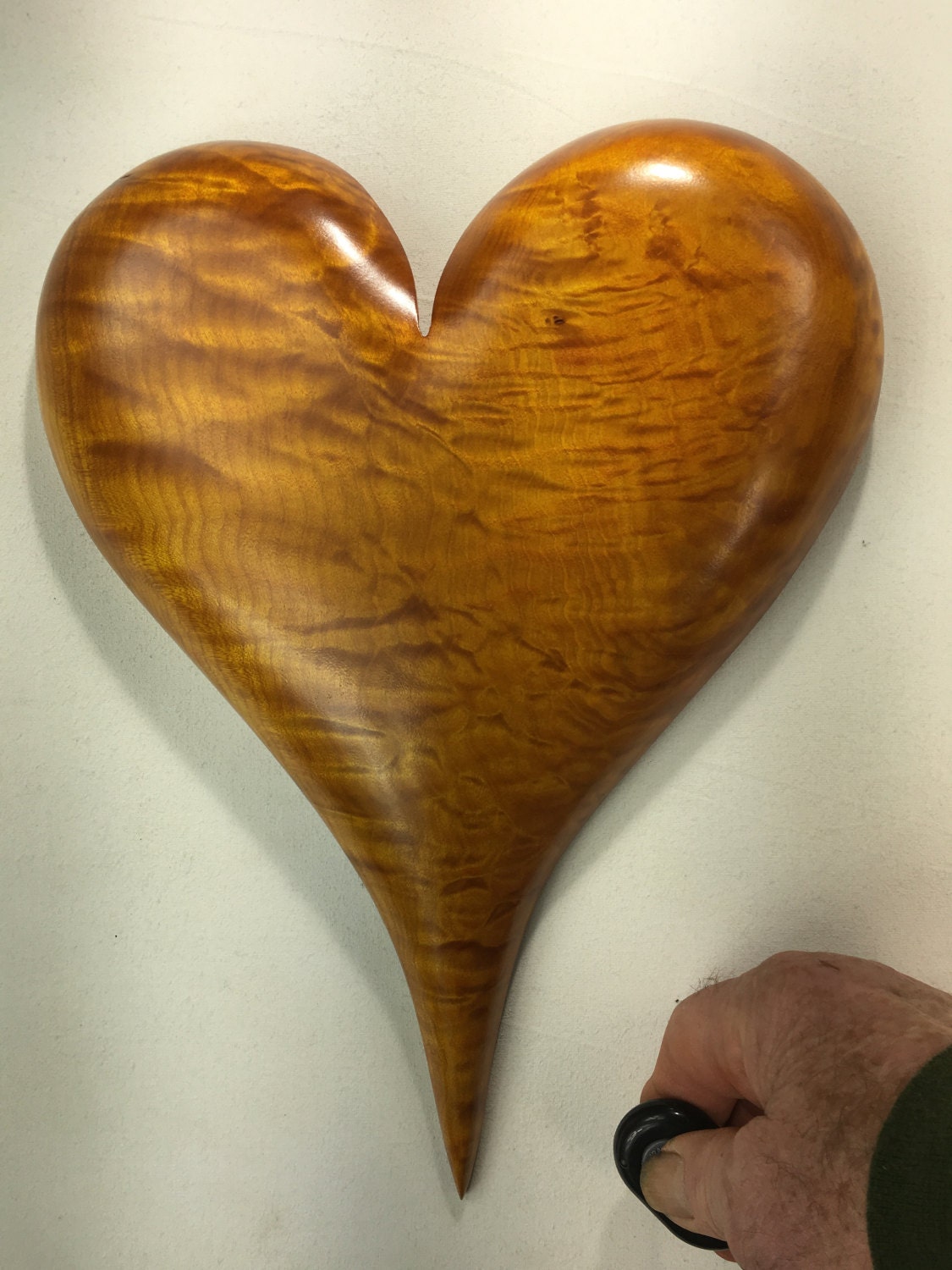 Yellow personalized wood Heart Wedding gift wood carving presents