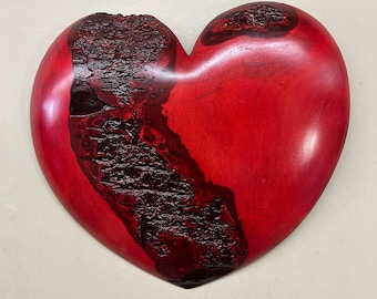 Red wood wall heart gift present by Wiz