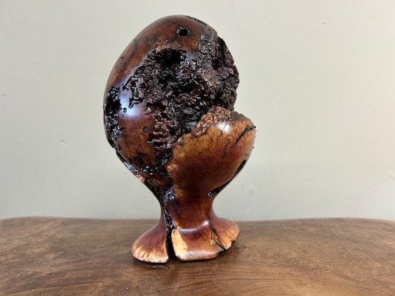 Abstract art wood carving table sculpture