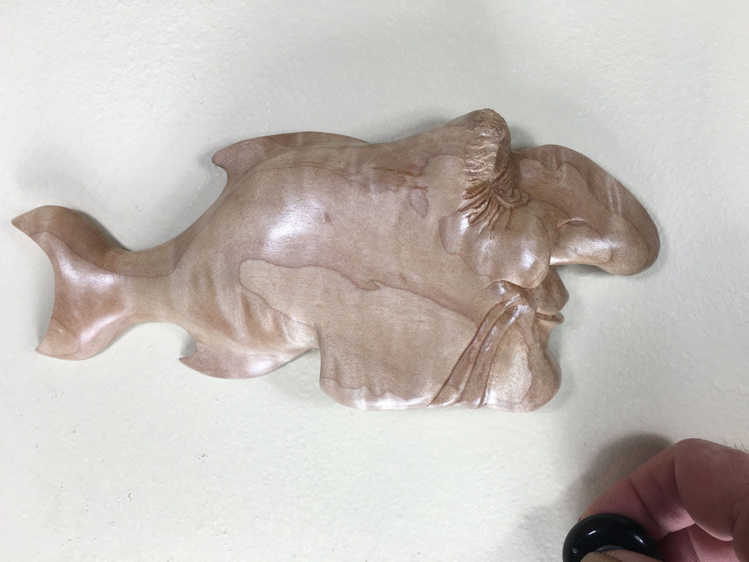 Whimsical fish wood sculpture fish carving art fishing Gift