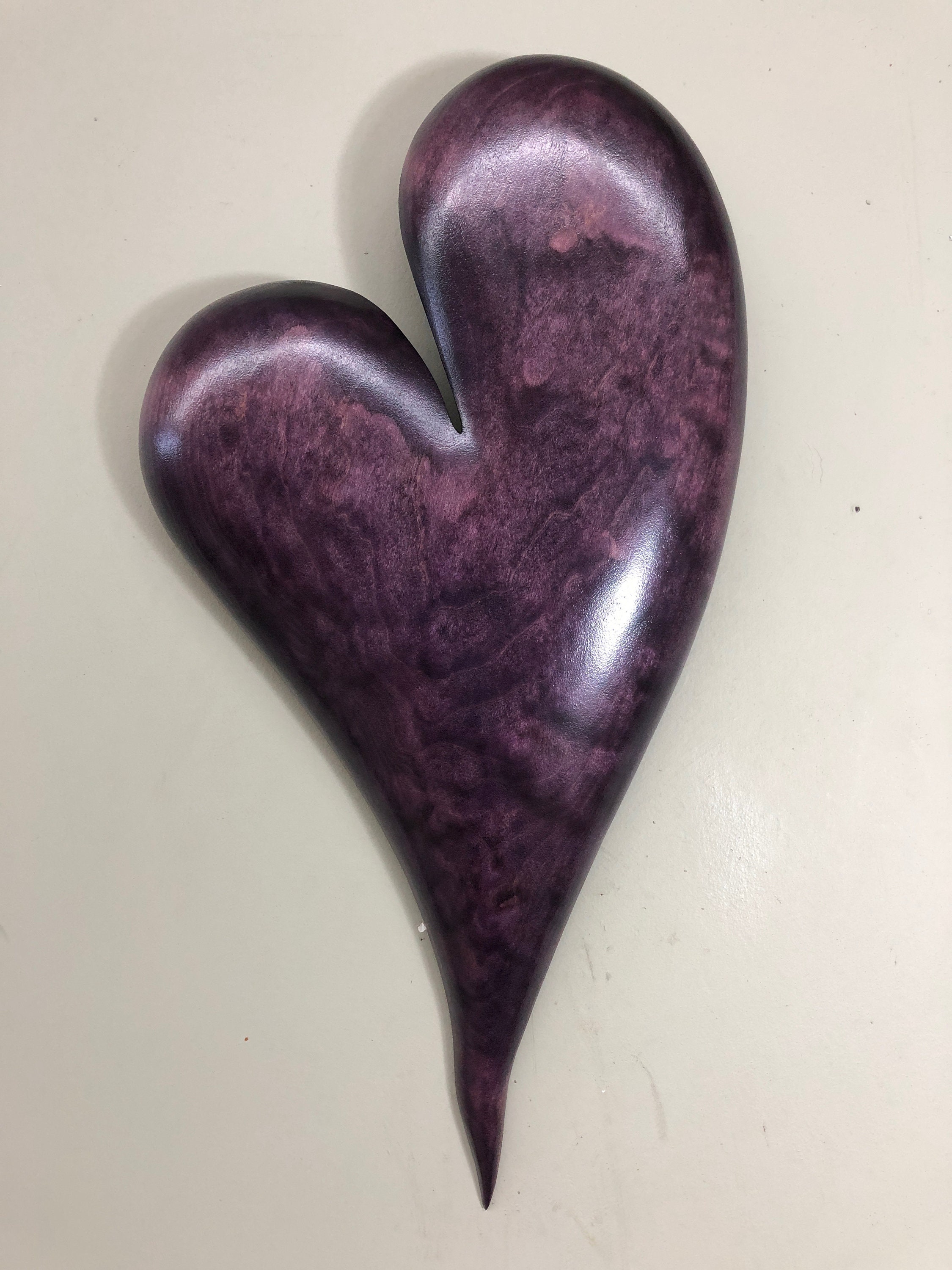 Purple wood heart Personalized best present ever Wood Carving gift