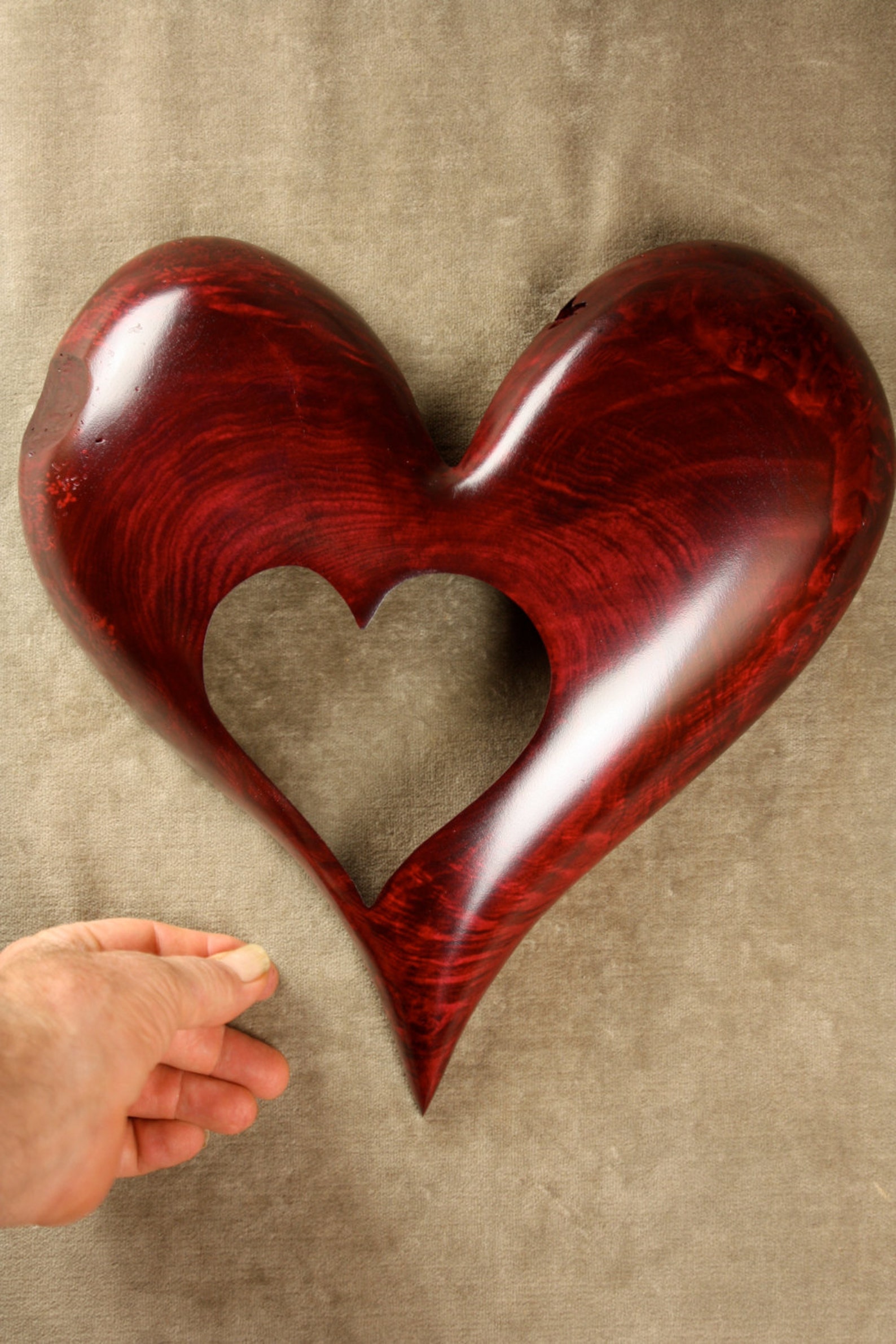 Red Heart Wood Carving Art Wooden Wedding Gift for Bride Etsy