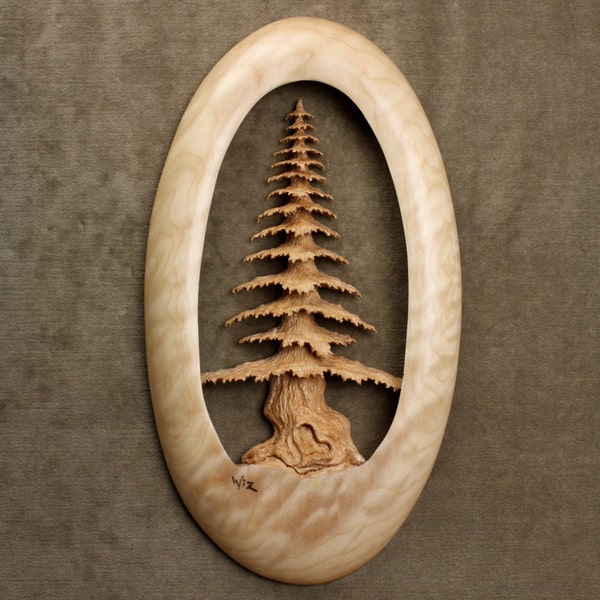 Wood Tree Carving Ooak Wedding Gift Unique Christmas Gift Wall Art, Birthday Gift by Gary Burns the Treewiz, Anniversary Handmade in Oregon