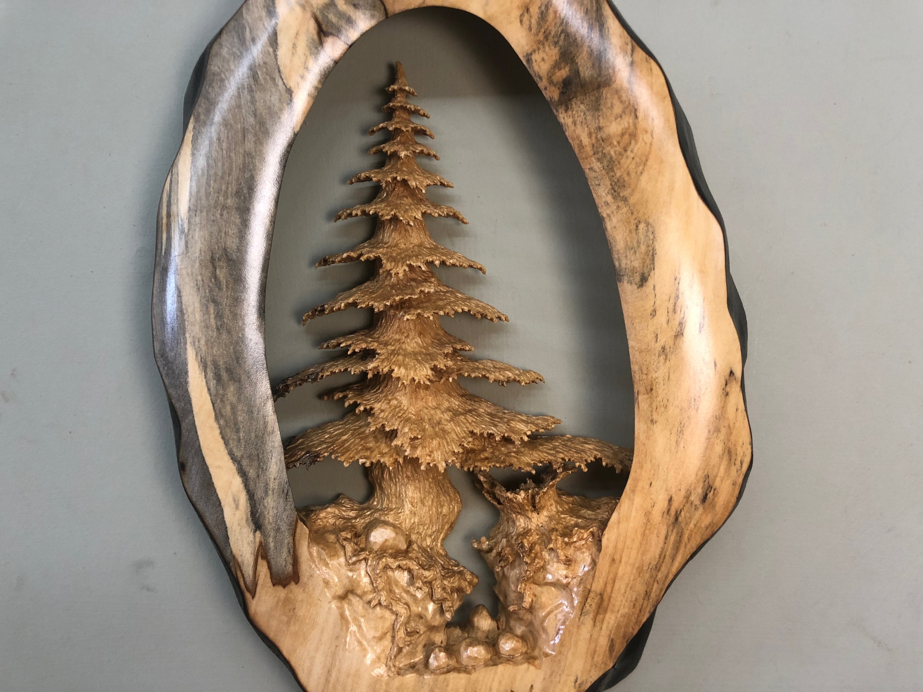 Tree wood carving wall hanging wall tree sculpture by Gary Burns