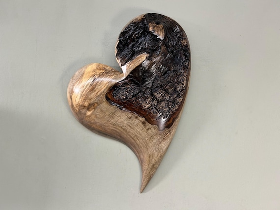 Myrtlewood heart art wall hanging