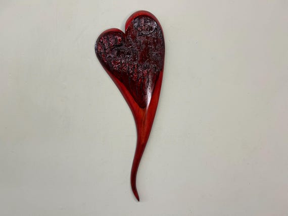 5th wood Wedding Anniversary wood heart art gift present