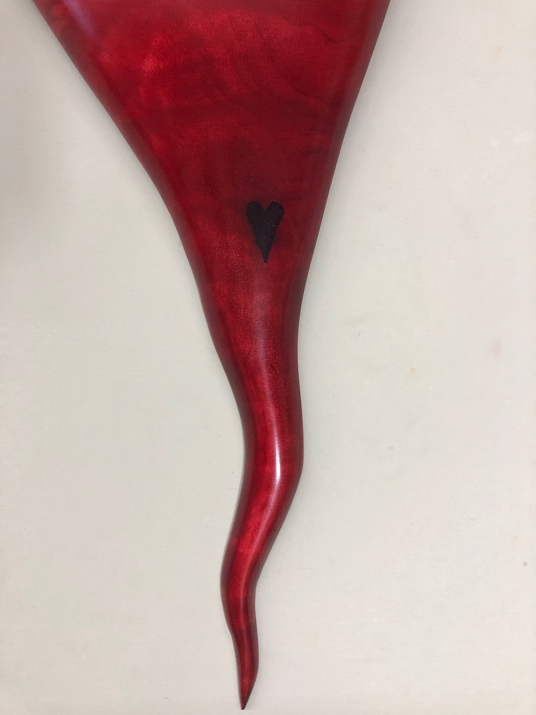 Red wooden wall heart wood Anniversary present wood carving gift