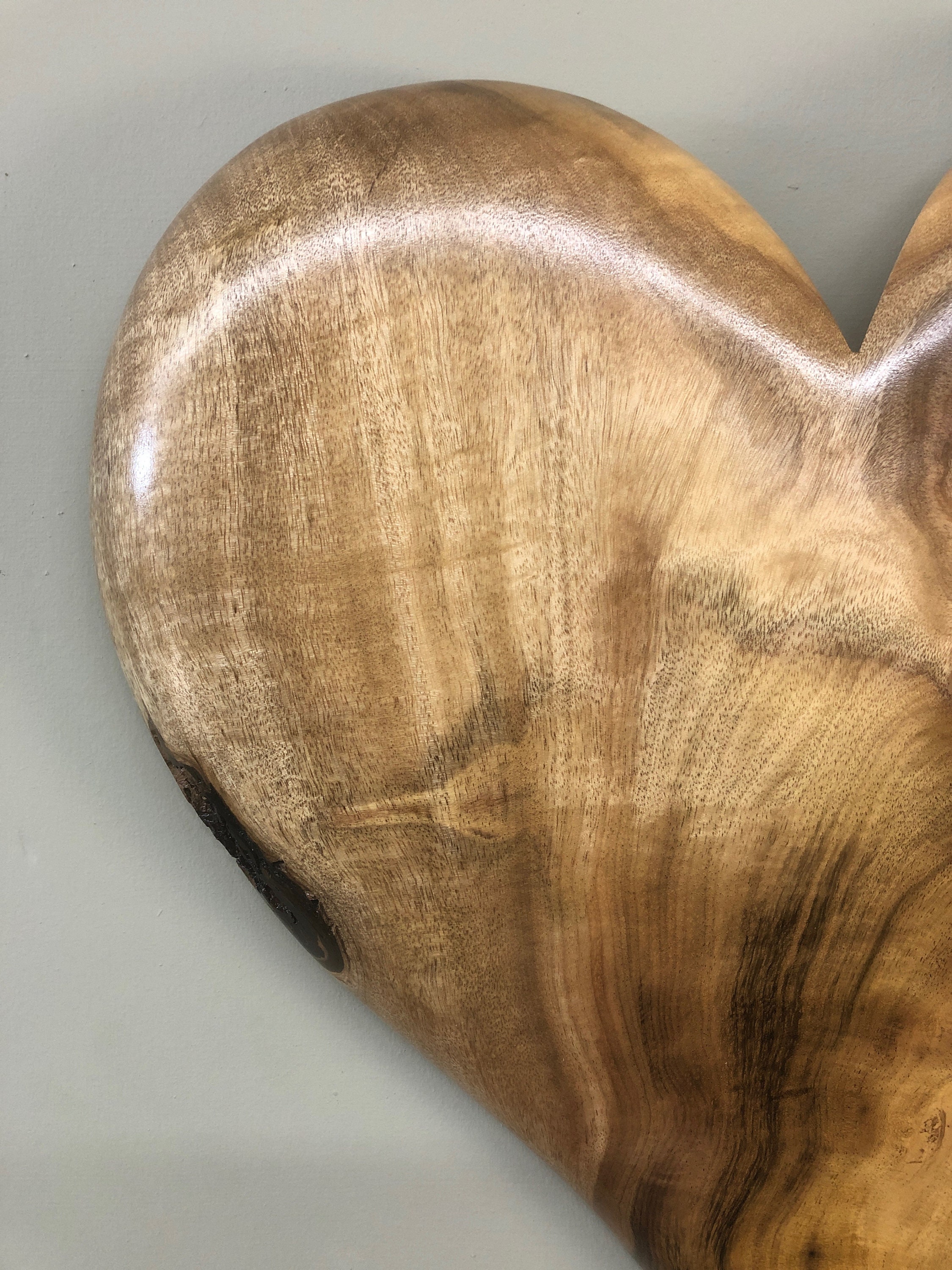 Myrtle wood heart art 5th Wedding Anniversary gift present by Gary Burns