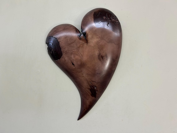 Purple dyed Myrtle wood wall heart