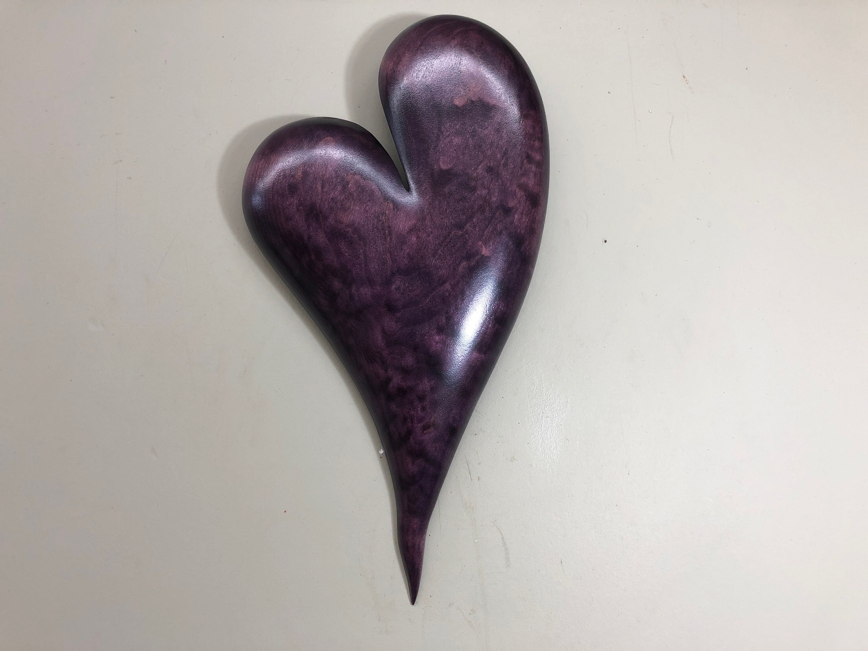 Purple wood heart Personalized best present ever Wood Carving gift