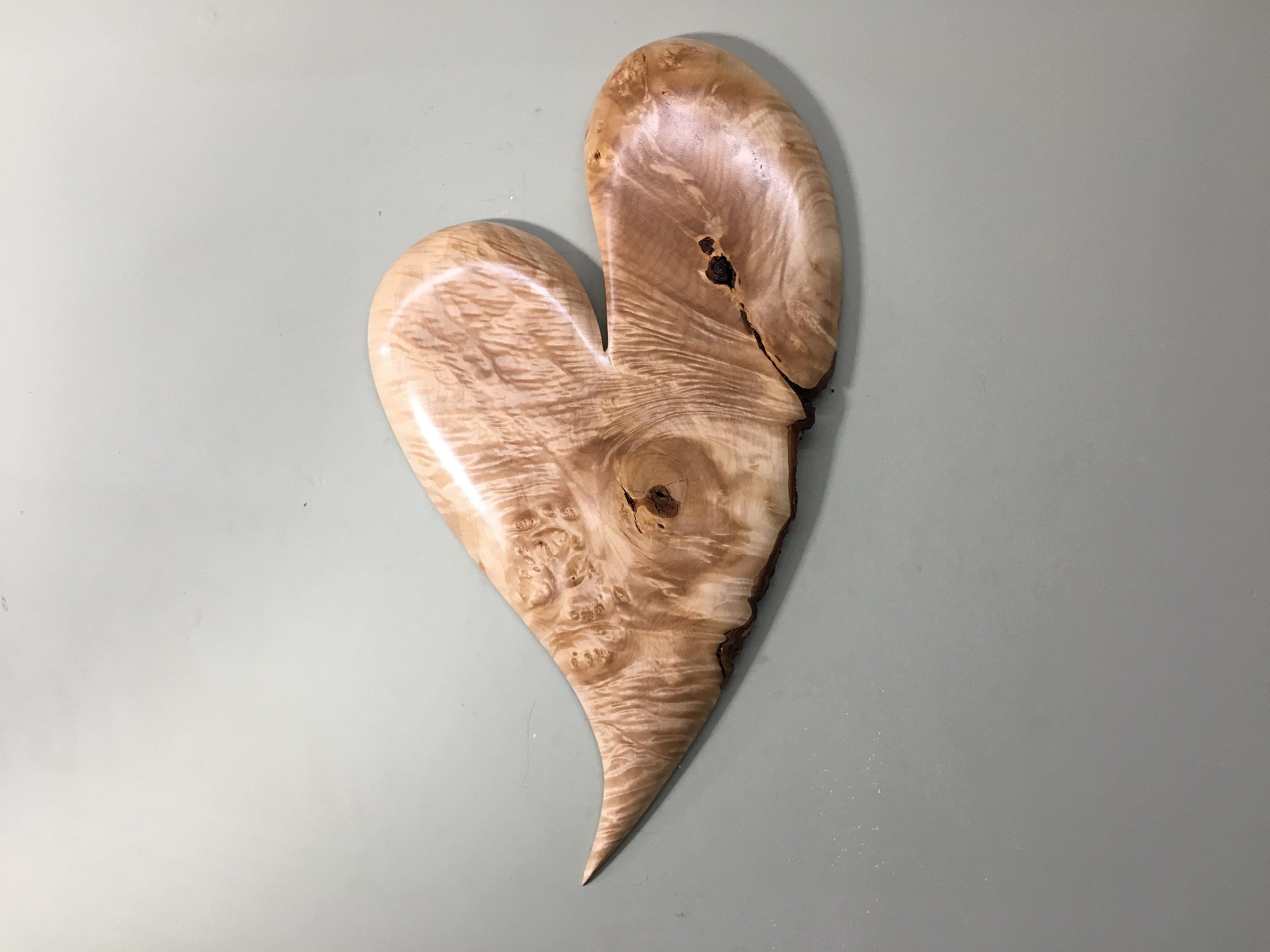 Red wooden Heart art wood carving wall unique Wedding gift present