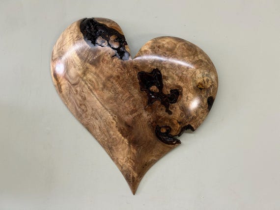 Hand Carved Myrtlewood Heart Wall Art | 5th Anniversary Gift | Rustic Home Decor | Handmade Heart Sculpture