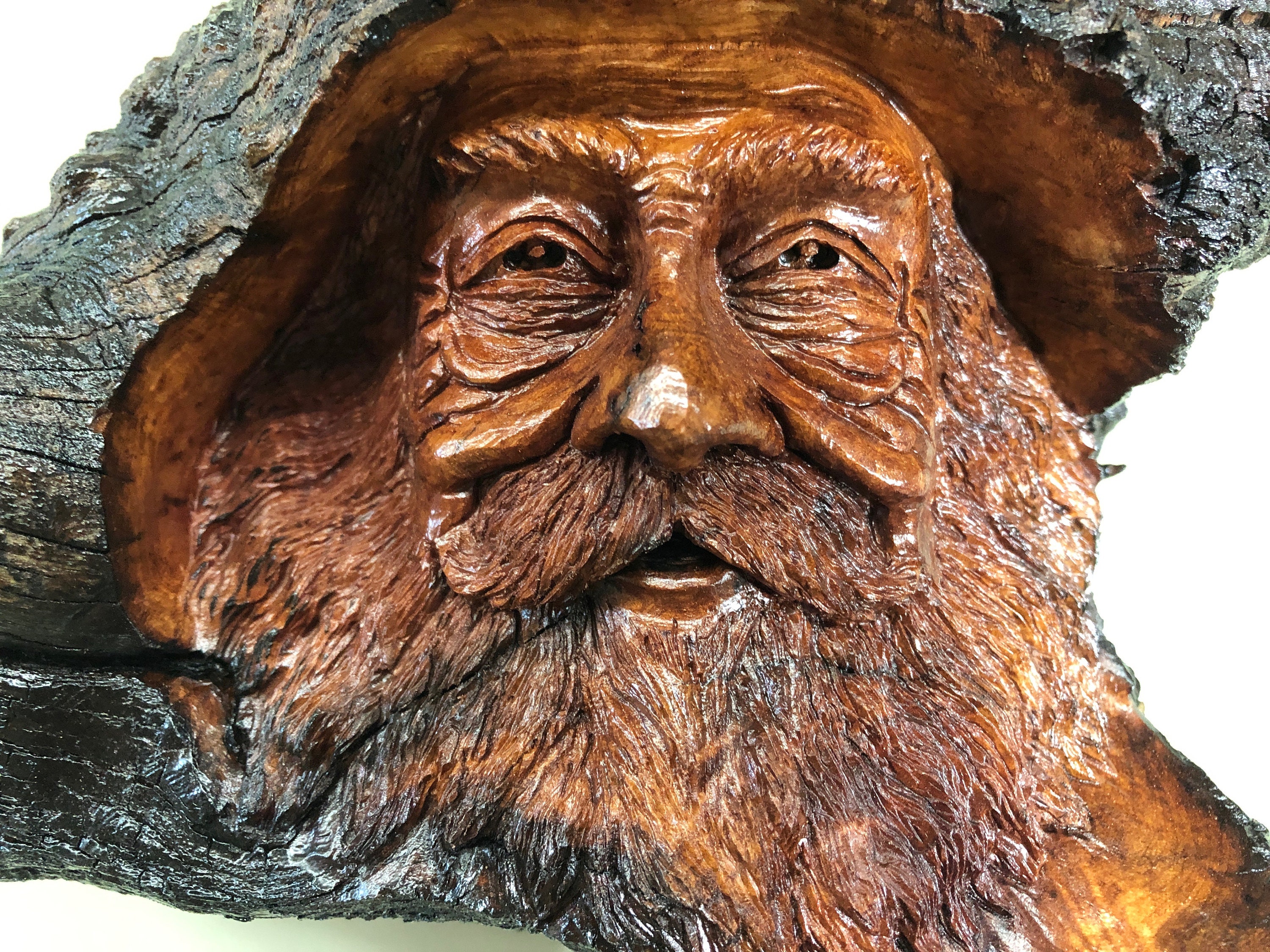 Wood Spirit wood carving wizard face sculpture tree spirit