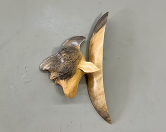 Hand Carved Wooden Fish Wall Art | Coastal Decor | Rustic Beach House Decoration | One of a Kind Wood Sculpture