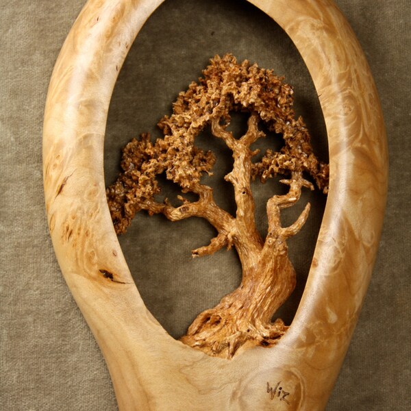 Unique Oak Tree Wood Carving Home Wall Decor Present, The Perfect 5th Wood Wedding Anniversary Gift by Gary Burns