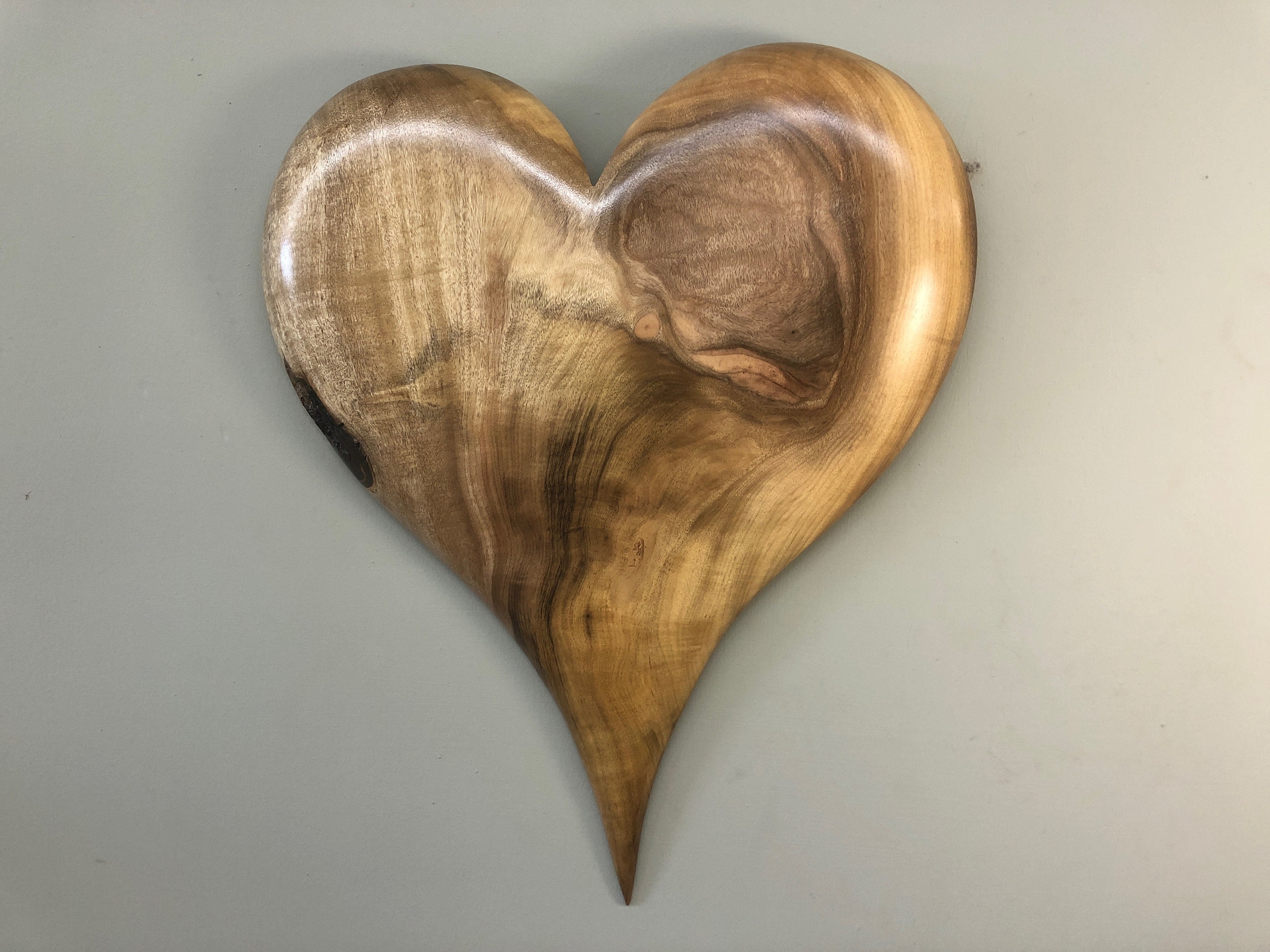 Myrtle wood heart art 5th Wedding Anniversary gift present by Gary Burns