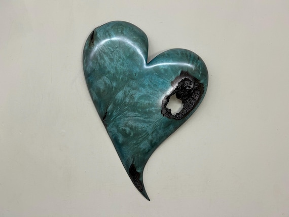 Wooden blue/green heart wall hanging