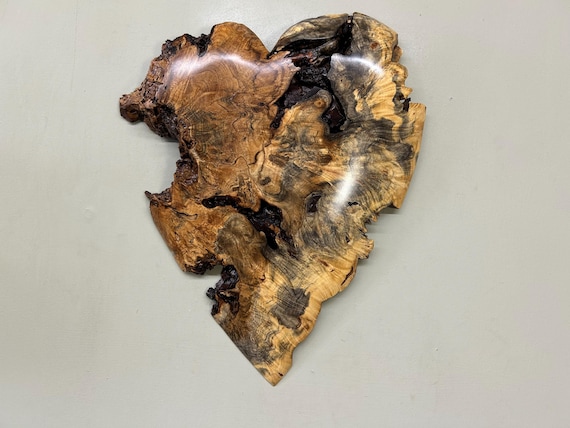Buckeye Heart Wall Art – Rare Hand Carved Rustic Wood Gift