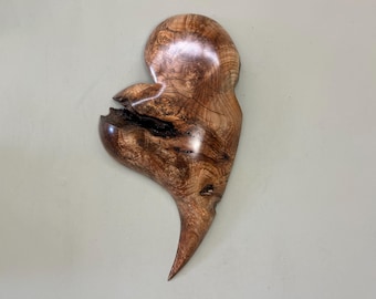 Maple Burl Heart Wall Art, Hand Carved Rustic Wood Heart