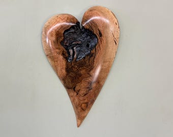 Large Hand Carved Wooden Heart Wall Art | One of a Kind Wood Sculpture | Nature Inspired Home Decor | Anniversary Wedding Gift