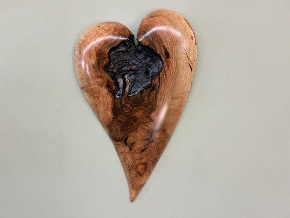 Large Hand Carved Wooden Heart Wall Art | One of a Kind Wood Sculpture | Nature Inspired Home Decor | Anniversary Wedding Gift