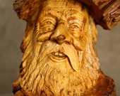 A Wood Spirit wood carving, a Loving Tree Spirit Christmas present for Husband, A unique one of a kind gift for Him, handmade woodworking