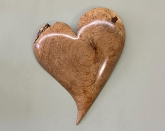 Hand Carved Maple Heart Wall Art | Wooden Anniversary Gift | Rustic Home Decor | Handmade Heart Sculpture | Nature Lover Gift