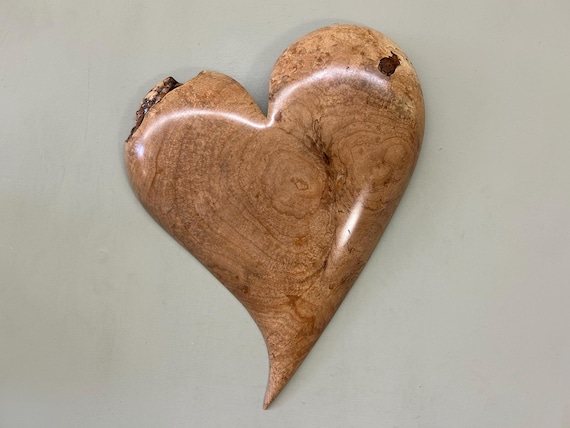 Hand Carved Maple Heart Wall Art | Wooden Anniversary Gift | Rustic Home Decor | Handmade Heart Sculpture | Nature Lover Gift