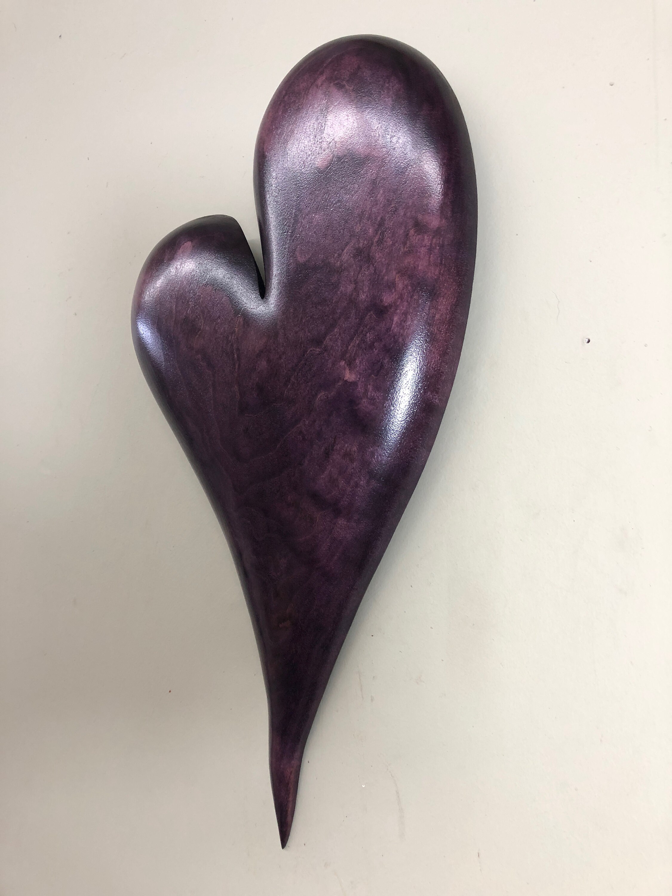 Purple wood heart Personalized best present ever Wood Carving gift