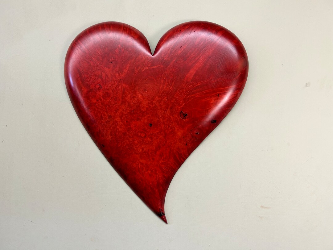 Red Wall Wood Heart Art Christmas Gift Present Etsy